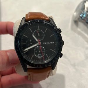 Michael Kors Watch - brown leather , black face
